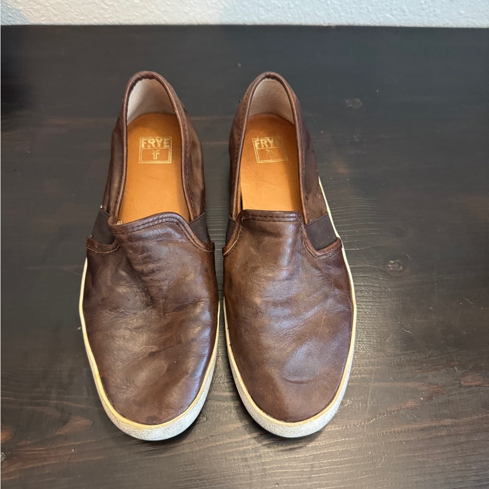Frye Women’s Dark Brown Leather Slip-Ons